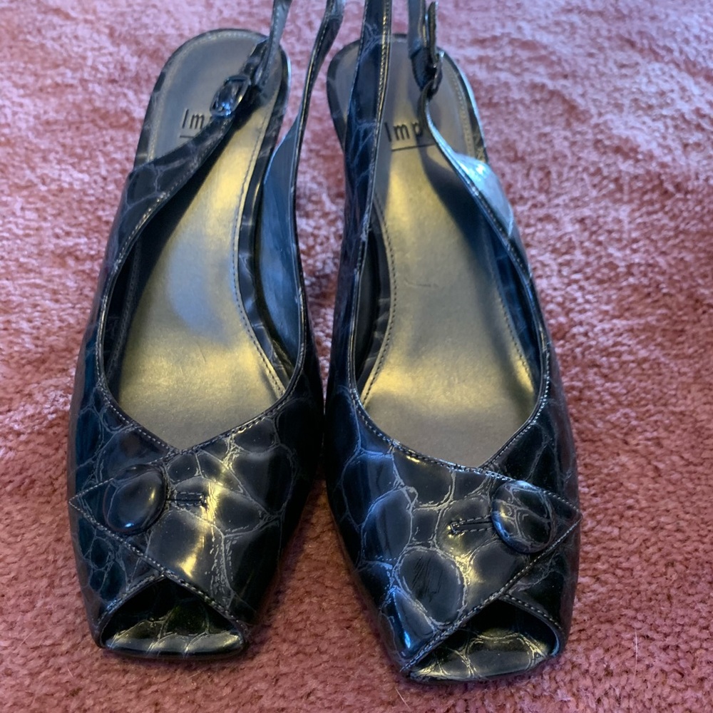 Sling black tortus pattern heels